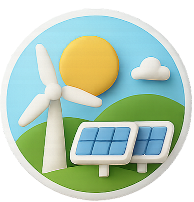 Imagem que representa a geração de energia eólica e energia solar